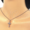 Sterling Silver Pendant Necklace, Cross Design, with White Cubic Zirconia, Polished, Rose Gold Finish, 04.336.0126.1.16 (02 MM Thickness, 16 Inches Length)
