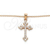 Sterling Silver Pendant Necklace, Cross Design, with White Cubic Zirconia, Polished, Rose Gold Finish, 04.336.0126.1.16 (02 MM Thickness, 16 Inches Length)