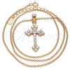 Sterling Silver Pendant Necklace, Cross Design, with White Cubic Zirconia, Polished, Rose Gold Finish, 04.336.0126.1.16 (02 MM Thickness, 16 Inches Length)