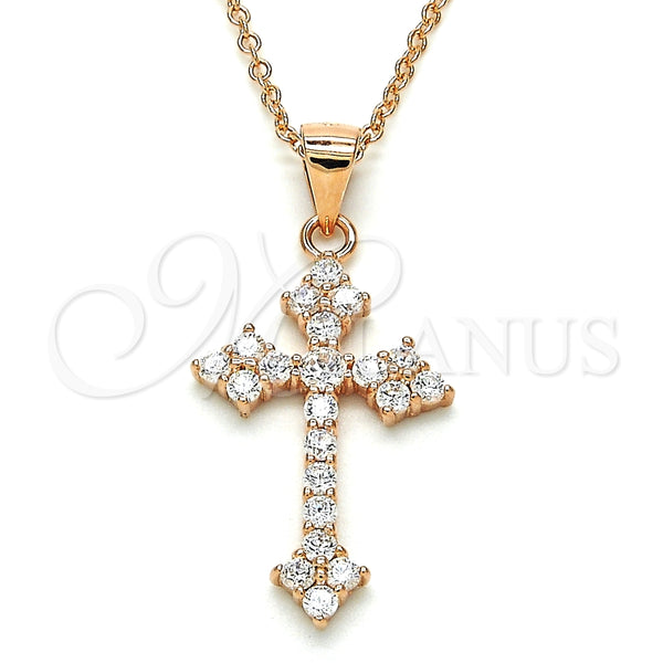 Sterling Silver Necklace — Pendant Necklace Cross Design with White Cubic Zirconia — main product view — SKU 125872 | Plata 925 collar — Pendant Necklace cruz diseño with blanco Cubic Zirconia — SKU 125872