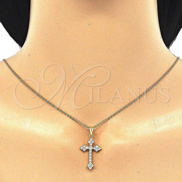 Sterling Silver Necklace — Pendant Necklace Cross Design with White Cubic Zirconia — alternate product view — SKU 125873 | Plata 925 collar — Pendant Necklace cruz diseño with blanco Cubic Zirconia — SKU 125873