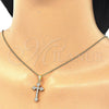 Sterling Silver Pendant Necklace, Cross Design, with White Cubic Zirconia, Polished, Golden Finish, 04.336.0126.2.16 (02 MM Thickness, 16 Inches Length)