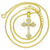 Sterling Silver Pendant Necklace, Cross Design, with White Cubic Zirconia, Polished, Golden Finish, 04.336.0126.2.16 (02 MM Thickness, 16 Inches Length)