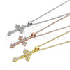 Sterling Silver Pendant Necklace, Cross Design, with White Cubic Zirconia, Polished, Golden Finish, 04.336.0126.2.16 (02 MM Thickness, 16 Inches Length)