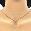 Sterling Silver Pendant Necklace, Cross Design, with White Micro Pave, Polished, Rose Gold Finish, 04.336.0127.1.16 (02 MM Thickness, 16 Inches Length)