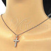 Sterling Silver Pendant Necklace, Cross Design, with White Micro Pave, Polished, Rose Gold Finish, 04.336.0127.1.16 (02 MM Thickness, 16 Inches Length)