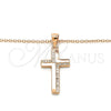 Sterling Silver Pendant Necklace, Cross Design, with White Micro Pave, Polished, Rose Gold Finish, 04.336.0127.1.16 (02 MM Thickness, 16 Inches Length)