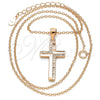 Sterling Silver Pendant Necklace, Cross Design, with White Micro Pave, Polished, Rose Gold Finish, 04.336.0127.1.16 (02 MM Thickness, 16 Inches Length)