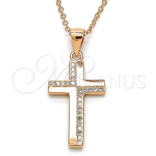 Sterling Silver Necklace — Pendant Necklace Cross Design with White Micro Pave — main product view — SKU 125875 | Plata 925 collar — Pendant Necklace cruz diseño with blanco Micro Pave — SKU 125875