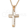 Sterling Silver Pendant Necklace, Cross Design, with White Micro Pave, Polished, Rose Gold Finish, 04.336.0127.1.16 (02 MM Thickness, 16 Inches Length)