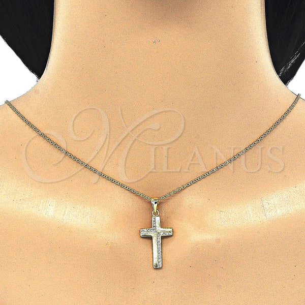 Sterling Silver Necklace — Pendant Necklace Cross Design with White Micro Pave — alternate product view — SKU 125876 | Plata 925 collar — Pendant Necklace cruz diseño with blanco Micro Pave — SKU 125876