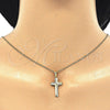 Sterling Silver Pendant Necklace, Cross Design, with White Micro Pave, Polished, Golden Finish, 04.336.0127.2.16 (02 MM Thickness, 16 Inches Length)