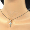 Sterling Silver Pendant Necklace, Cross Design, with White Micro Pave, Polished, Golden Finish, 04.336.0127.2.16 (02 MM Thickness, 16 Inches Length)