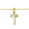 Sterling Silver Pendant Necklace, Cross Design, with White Micro Pave, Polished, Golden Finish, 04.336.0127.2.16 (02 MM Thickness, 16 Inches Length)