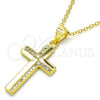 Sterling Silver Pendant Necklace, Cross Design, with White Micro Pave, Polished, Golden Finish, 04.336.0127.2.16 (02 MM Thickness, 16 Inches Length)