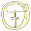 Sterling Silver Pendant Necklace, Cross Design, with White Micro Pave, Polished, Golden Finish, 04.336.0127.2.16 (02 MM Thickness, 16 Inches Length)