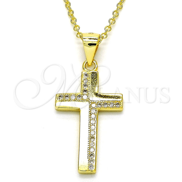 Sterling Silver Necklace — Pendant Necklace Cross Design with White Micro Pave — main product view — SKU 125876 | Plata 925 collar — Pendant Necklace cruz diseño with blanco Micro Pave — SKU 125876