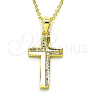 Sterling Silver Necklace — Pendant Necklace Cross Design with White Micro Pave — main product view — SKU 125876 | Plata 925 collar — Pendant Necklace cruz diseño with blanco Micro Pave — SKU 125876