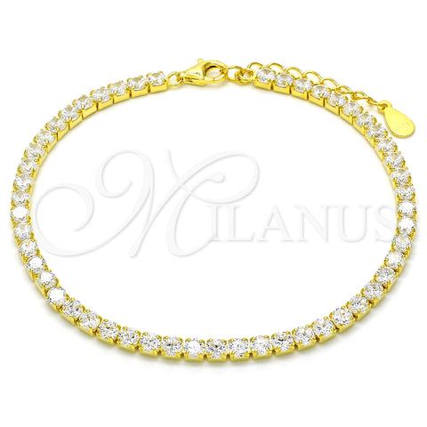 Sterling Silver Tennis Bracelet, with White Cubic Zirconia, Polished, Golden Finish, 03.336.0031.2.07 (03 MM Thickness, 7 Inches Length)