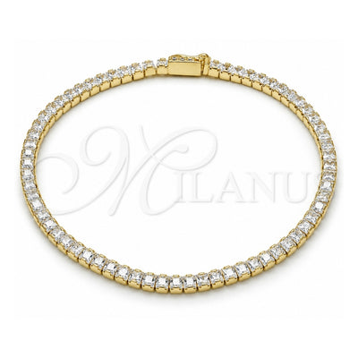 Sterling Silver Tennis Bracelet, with White Cubic Zirconia, Polished, Golden Finish, 03.336.0033.2.08 (03 MM Thickness, 8 Inches Length)