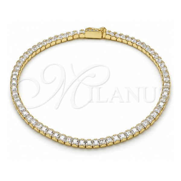 Sterling Silver Tennis Bracelet, with White Cubic Zirconia, Polished, Golden Finish, 03.336.0033.2.08 (03 MM Thickness, 8 Inches Length)