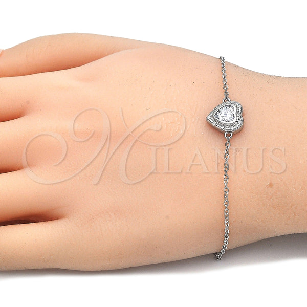 Sterling Silver Bracelet — Fancy Bracelet Heart Design with White Cubic Zirconia — alternate product view — SKU 125892 | Plata 925 brazalete — elegante Bracelet corazón diseño with blanco Cubic Zirconia — SKU 125892
