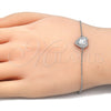 Sterling Silver Fancy Bracelet, Heart Design, with White Cubic Zirconia and White Crystal, Polished, Rhodium Finish, 03.336.0036.07 (01 MM Thickness, 7 Inches Length)