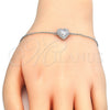 Sterling Silver Fancy Bracelet, Heart Design, with White Cubic Zirconia and White Crystal, Polished, Rhodium Finish, 03.336.0036.07 (01 MM Thickness, 7 Inches Length)