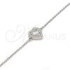 Sterling Silver Fancy Bracelet, Heart Design, with White Cubic Zirconia and White Crystal, Polished, Rhodium Finish, 03.336.0036.07 (01 MM Thickness, 7 Inches Length)
