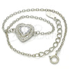 Sterling Silver Fancy Bracelet, Heart Design, with White Cubic Zirconia and White Crystal, Polished, Rhodium Finish, 03.336.0036.07 (01 MM Thickness, 7 Inches Length)