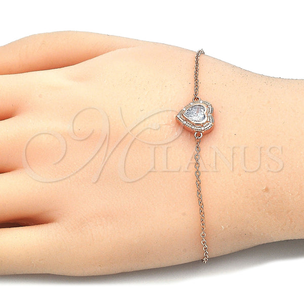 Sterling Silver Bracelet — Fancy Bracelet Heart Design with White Cubic Zirconia — alternate product view — SKU 125893 | Plata 925 brazalete — elegante Bracelet corazón diseño with blanco Cubic Zirconia — SKU 125893