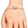 Sterling Silver Fancy Bracelet, Heart Design, with White Cubic Zirconia, Polished, Rose Gold Finish, 03.336.0036.1.07 (01 MM Thickness, 7 Inches Length)