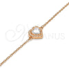 Sterling Silver Fancy Bracelet, Heart Design, with White Cubic Zirconia, Polished, Rose Gold Finish, 03.336.0036.1.07 (01 MM Thickness, 7 Inches Length)