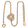 Sterling Silver Fancy Bracelet, Heart Design, with White Cubic Zirconia, Polished, Rose Gold Finish, 03.336.0036.1.07 (01 MM Thickness, 7 Inches Length)