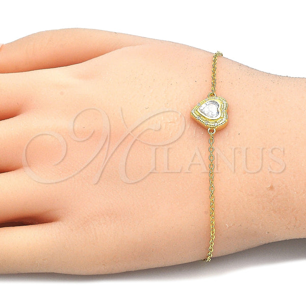 Sterling Silver Bracelet — Fancy Bracelet Heart Design with White Cubic Zirconia — alternate product view — SKU 125894 | Plata 925 brazalete — elegante Bracelet corazón diseño with blanco Cubic Zirconia — SKU 125894