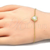 Sterling Silver Fancy Bracelet, Heart Design, with White Cubic Zirconia, Polished, Golden Finish, 03.336.0036.2.07 (01 MM Thickness, 7 Inches Length)