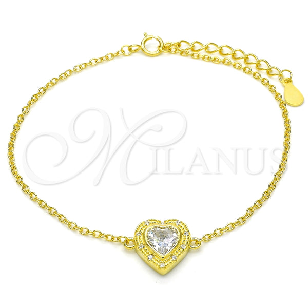 Sterling Silver Bracelet — Fancy Bracelet Heart Design with White Cubic Zirconia — main product view — SKU 125894 | Plata 925 brazalete — elegante Bracelet corazón diseño with blanco Cubic Zirconia — SKU 125894