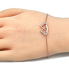 Sterling Silver Fancy Bracelet, Heart Design, with White Micro Pave, Polished, Rose Gold Finish, 03.336.0025.1.07 (01 MM Thickness, 7 Inches Length)
