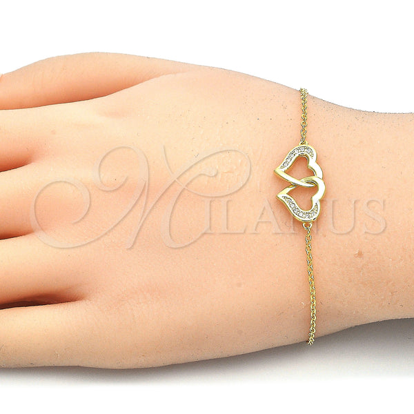 Sterling Silver Bracelet — Fancy Bracelet Heart Design with White Micro Pave — alternate product view — SKU 125896 | Plata 925 brazalete — elegante Bracelet corazón diseño with blanco Micro Pave — SKU 125896