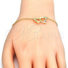 Sterling Silver Fancy Bracelet, Heart Design, with White Micro Pave, Polished, Golden Finish, 03.336.0025.2.07 (01 MM Thickness, 7 Inches Length)