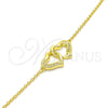 Sterling Silver Fancy Bracelet, Heart Design, with White Micro Pave, Polished, Golden Finish, 03.336.0025.2.07 (01 MM Thickness, 7 Inches Length)