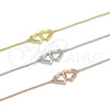 Sterling Silver Fancy Bracelet, Heart Design, with White Micro Pave, Polished, Golden Finish, 03.336.0025.2.07 (01 MM Thickness, 7 Inches Length)