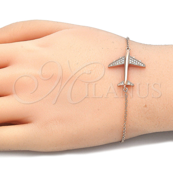 Sterling Silver Bracelet — Fancy Bracelet with White Cubic Zirconia Polished Rose — main product view — SKU 125898 | Plata 925 brazalete — elegante Bracelet with blanco Cubic Zirconia pulido Rose — SKU 125898