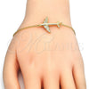 Sterling Silver Fancy Bracelet, with White Cubic Zirconia, Polished, Golden Finish, 03.336.0037.2.07 (01 MM Thickness, 7 Inches Length)