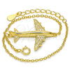Sterling Silver Fancy Bracelet, with White Cubic Zirconia, Polished, Golden Finish, 03.336.0037.2.07 (01 MM Thickness, 7 Inches Length)