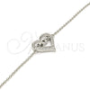 Sterling Silver Fancy Bracelet, Mom and Heart Design, with White Cubic Zirconia, Polished, Rhodium Finish, 03.336.0038.07 (01 MM Thickness, 7 Inches Length)
