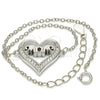 Sterling Silver Fancy Bracelet, Mom and Heart Design, with White Cubic Zirconia, Polished, Rhodium Finish, 03.336.0038.07 (01 MM Thickness, 7 Inches Length)
