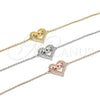 Sterling Silver Fancy Bracelet, Mom and Heart Design, with White Cubic Zirconia, Polished, Rhodium Finish, 03.336.0038.07 (01 MM Thickness, 7 Inches Length)