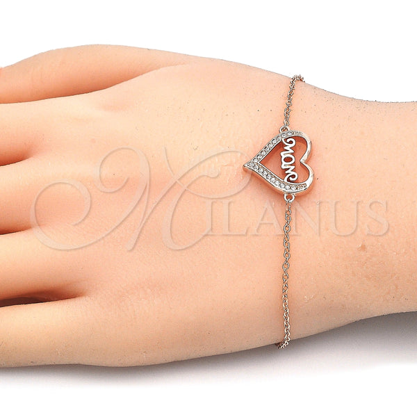 Sterling Silver Bracelet — Fancy Bracelet Heart and Mom Design with White — alternate product view — SKU 125901 | Plata 925 brazalete — elegante Bracelet corazón and Mom diseño with blanco — SKU 125901