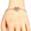 Sterling Silver Fancy Bracelet, Heart and Mom Design, with White Cubic Zirconia, Polished, Rose Gold Finish, 03.336.0038.1.07 (01 MM Thickness, 7 Inches Length)